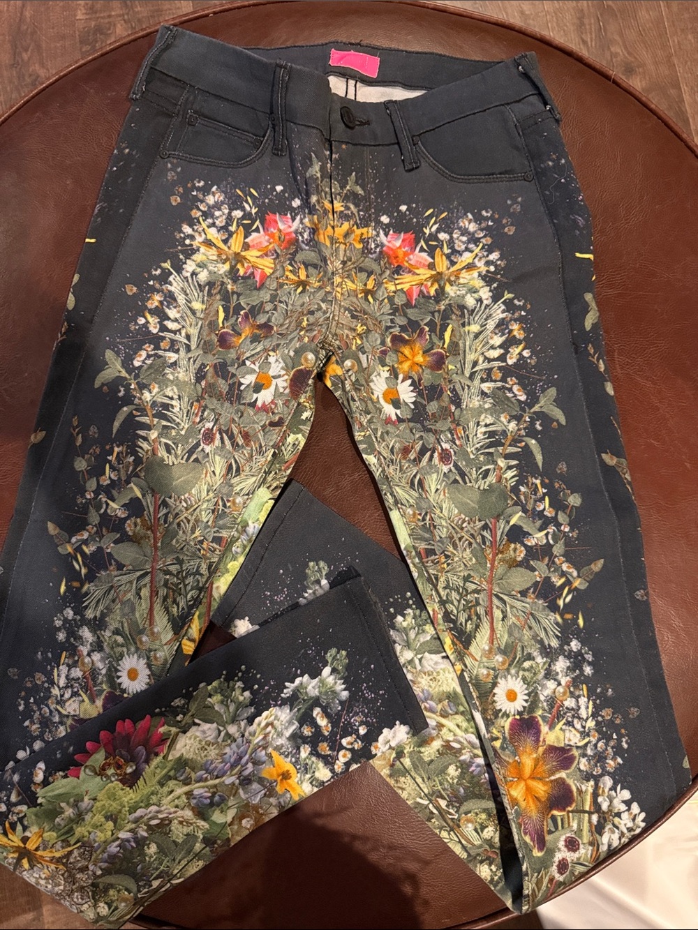 MOTHER Floral Print Skinny Jeans - Black